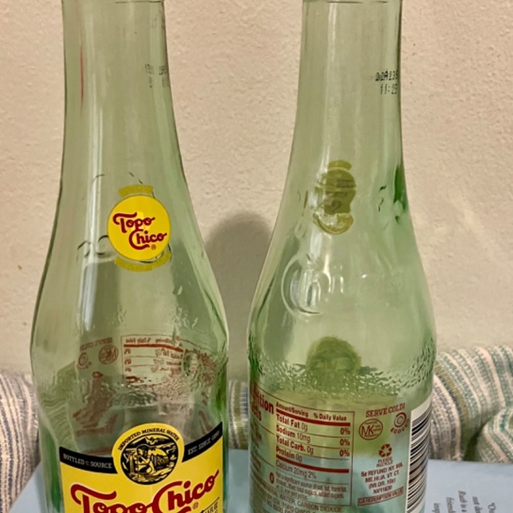 Topo Chico Bottles Set of 2, green glass , mini bottles, empty - Picture 4 of 4